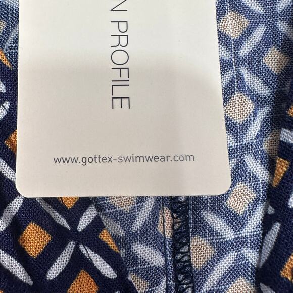 Profile by Gottex Let It Be Wrap Dress Womens L Orange Navy E24093158 V-neck SS - Picture 13 of 16